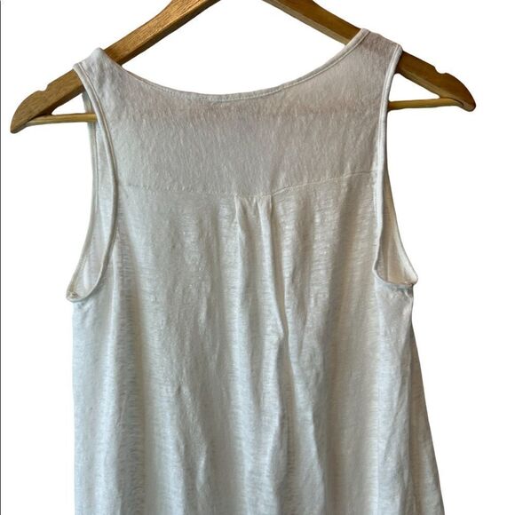 MAX STUDIO 100% Linen White Lightweight Scoop Neck Front Pocket Casual Tank S - Picture 6 of 8